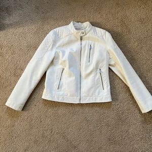 Levi’s white faux leather jacket - size large